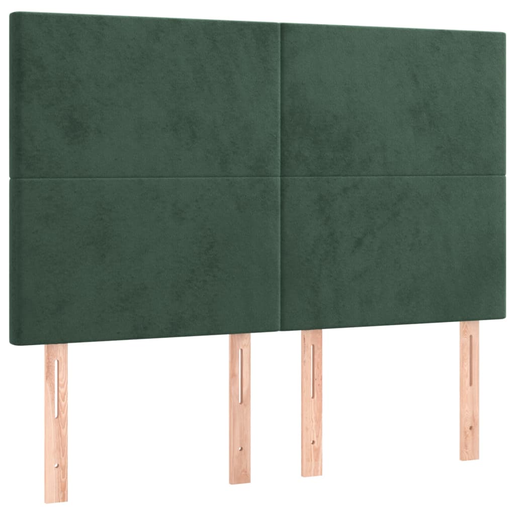 vidaXL Cama box spring con colchón terciopelo verde oscuro 140x190 cm