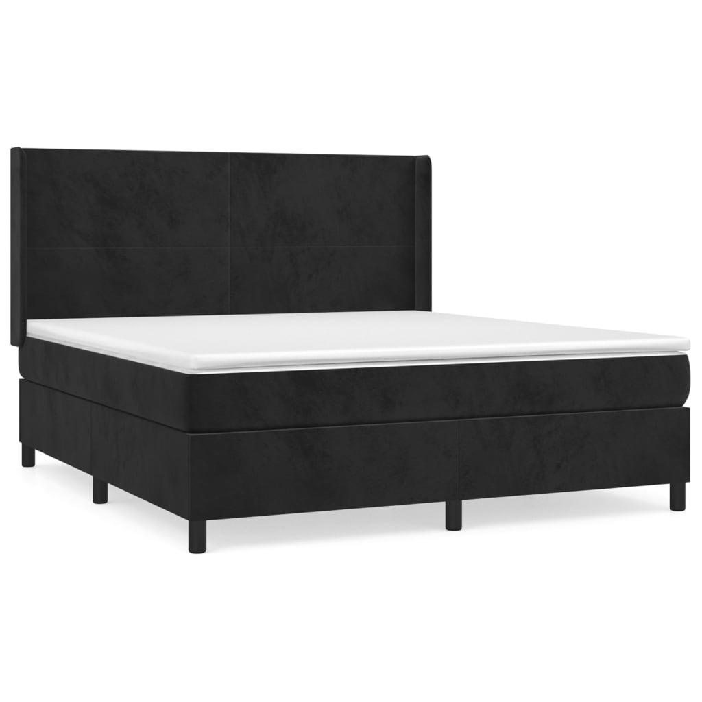 vidaXL Cama box spring con colchón terciopelo negro 160x200 cm