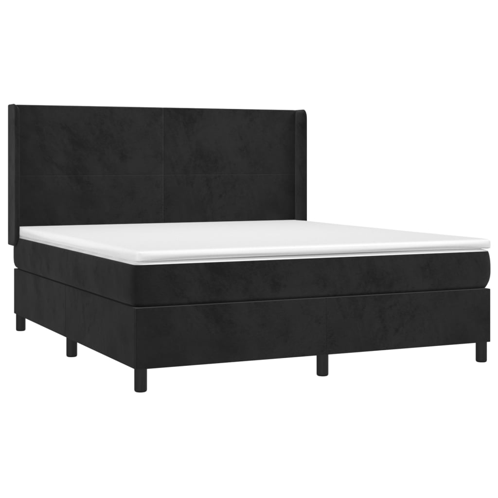 vidaXL Cama box spring con colchón terciopelo negro 180x200 cm