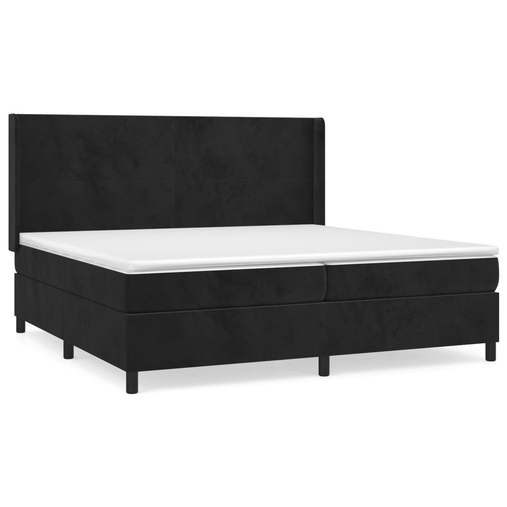 vidaXL Cama box spring con colchón terciopelo negro 200x200 cm