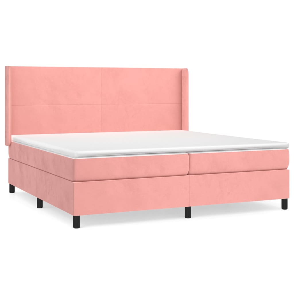 vidaXL Cama box spring con colchón terciopelo rosa 200x200 cm