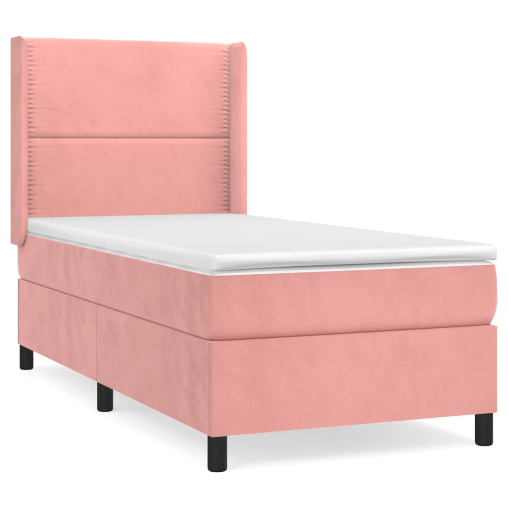 vidaXL Cama box spring con colchón terciopelo rosa 80x200 cm