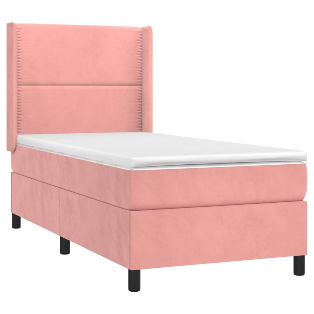 vidaXL Cama box spring con colchón terciopelo rosa 80x200 cm