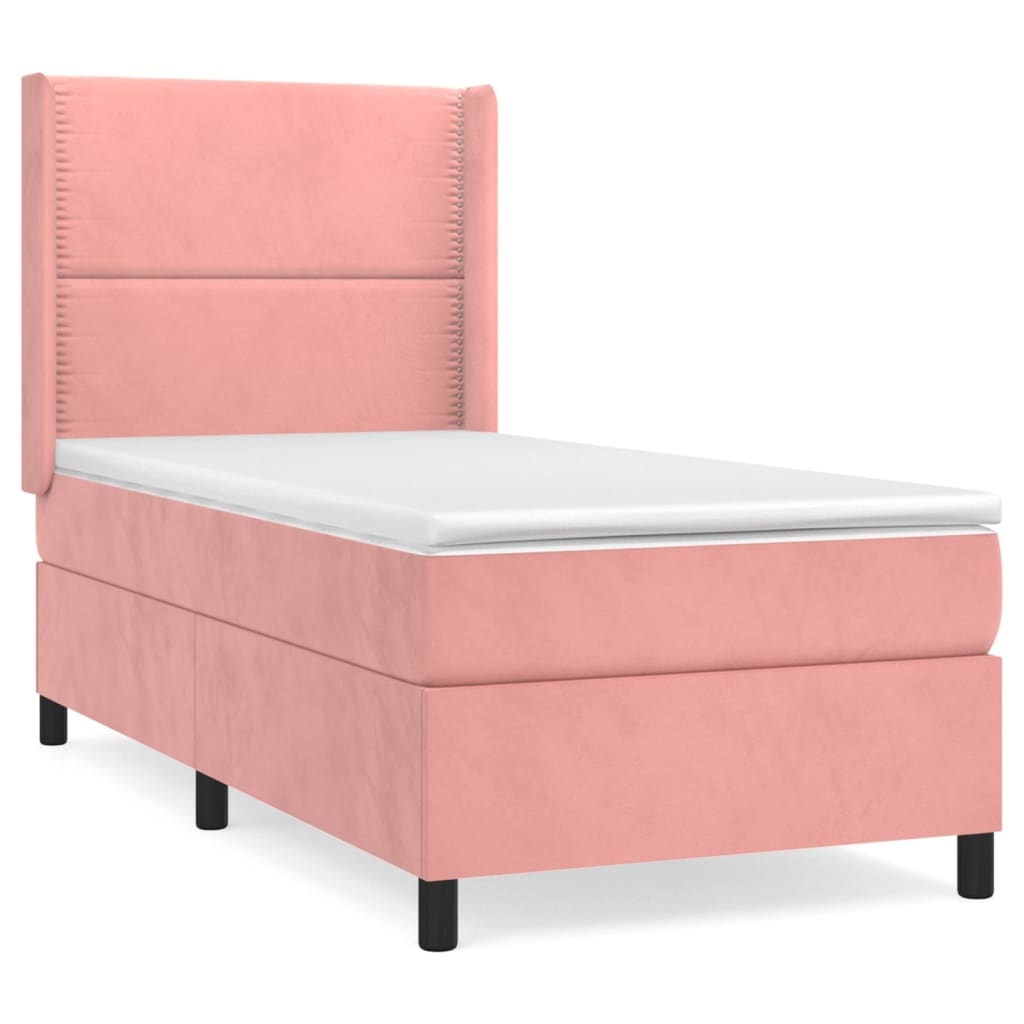 vidaXL Cama box spring con colchón terciopelo rosa 90x190 cm