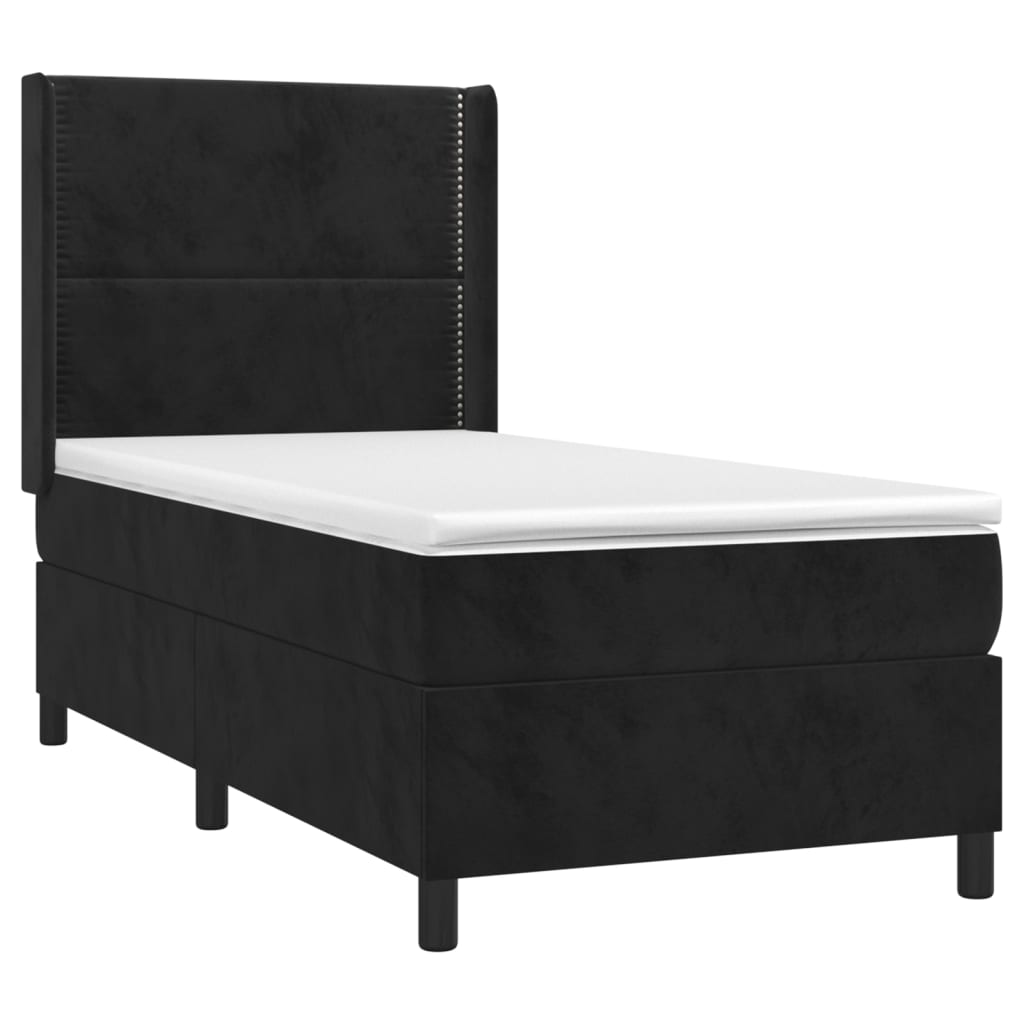 vidaXL Cama box spring con colchón terciopelo negro 90x200 cm