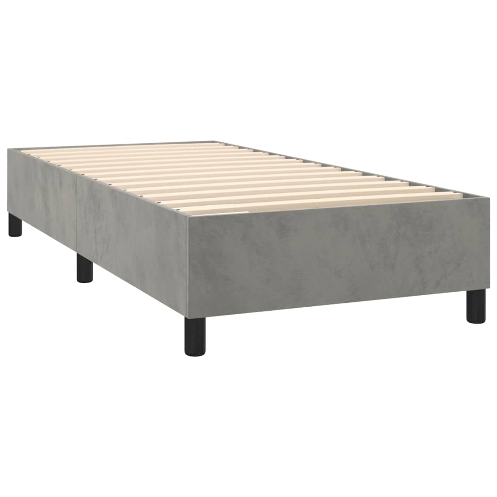 vidaXL Cama box spring con colchón terciopelo gris claro 100x200 cm