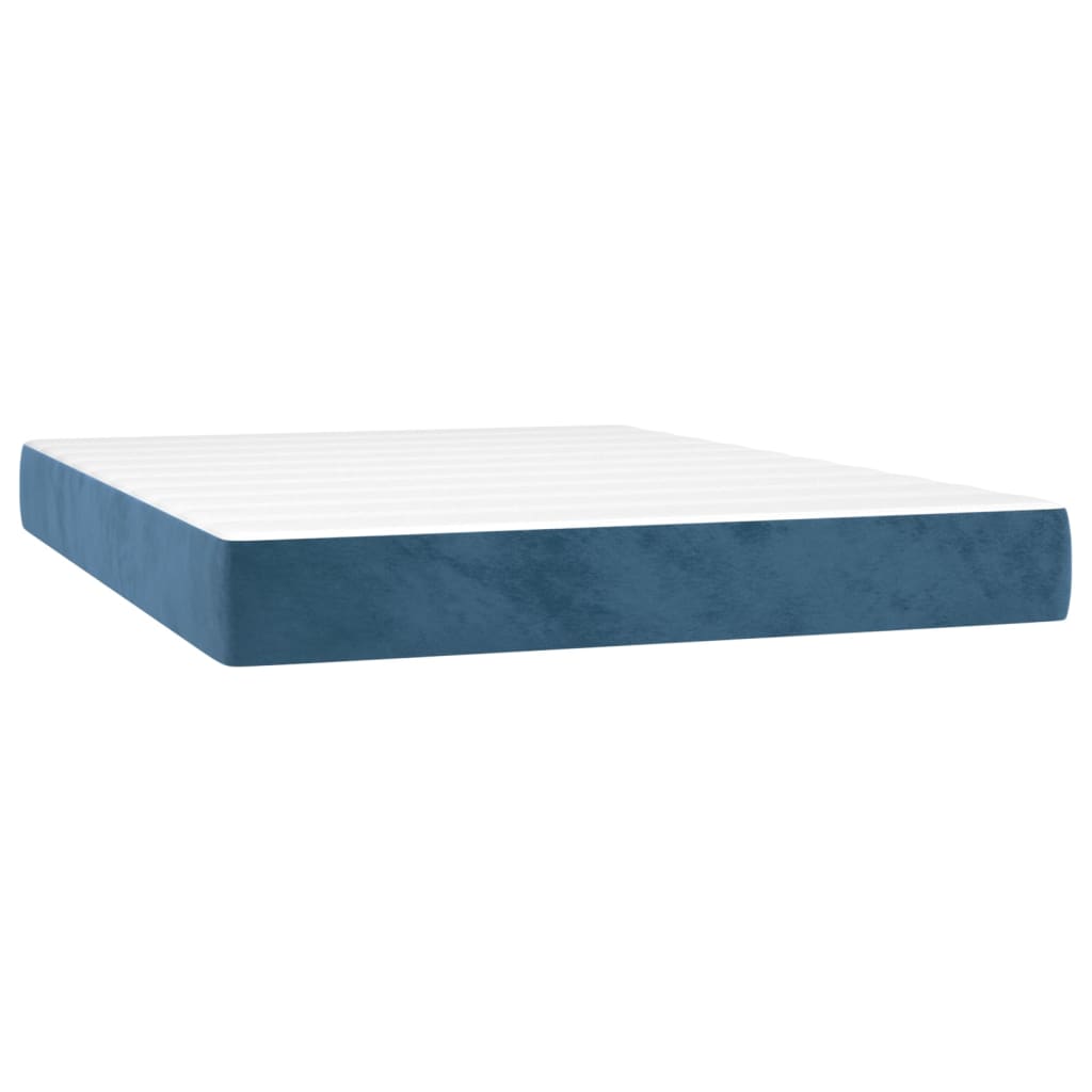 vidaXL Cama box spring con colchón terciopelo azul oscuro 140x200 cm