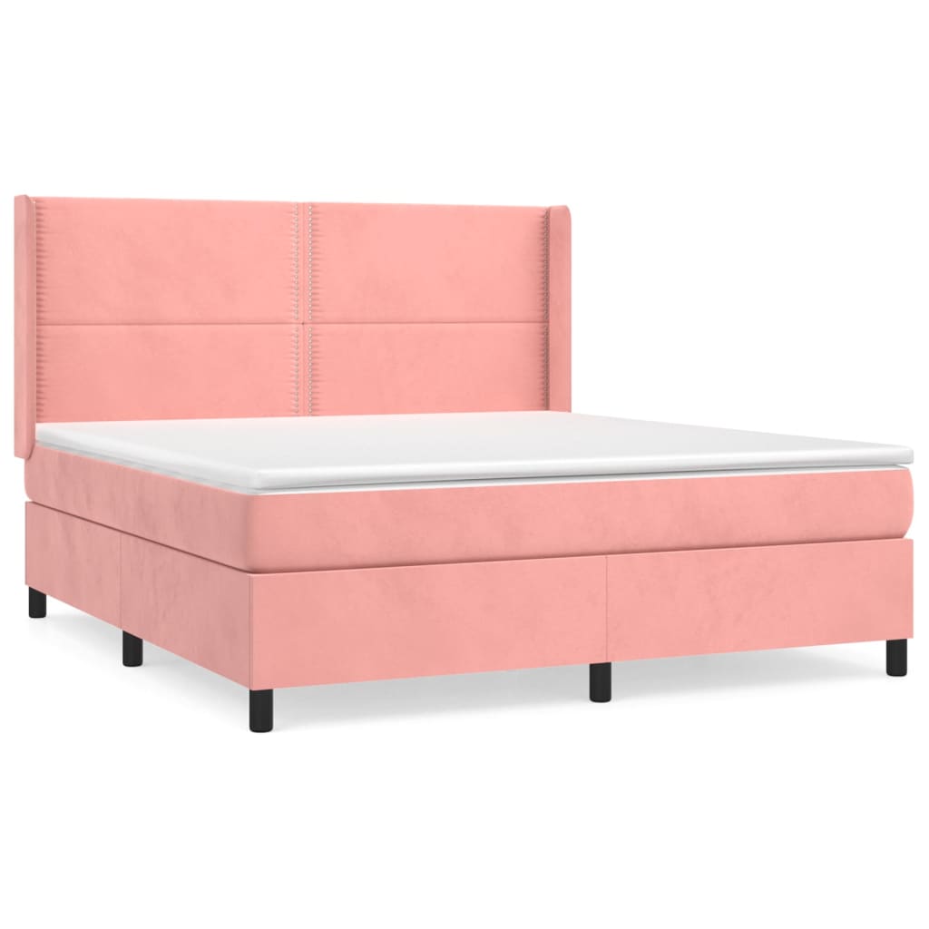 vidaXL Cama box spring con colchón terciopelo rosa 160x200 cm