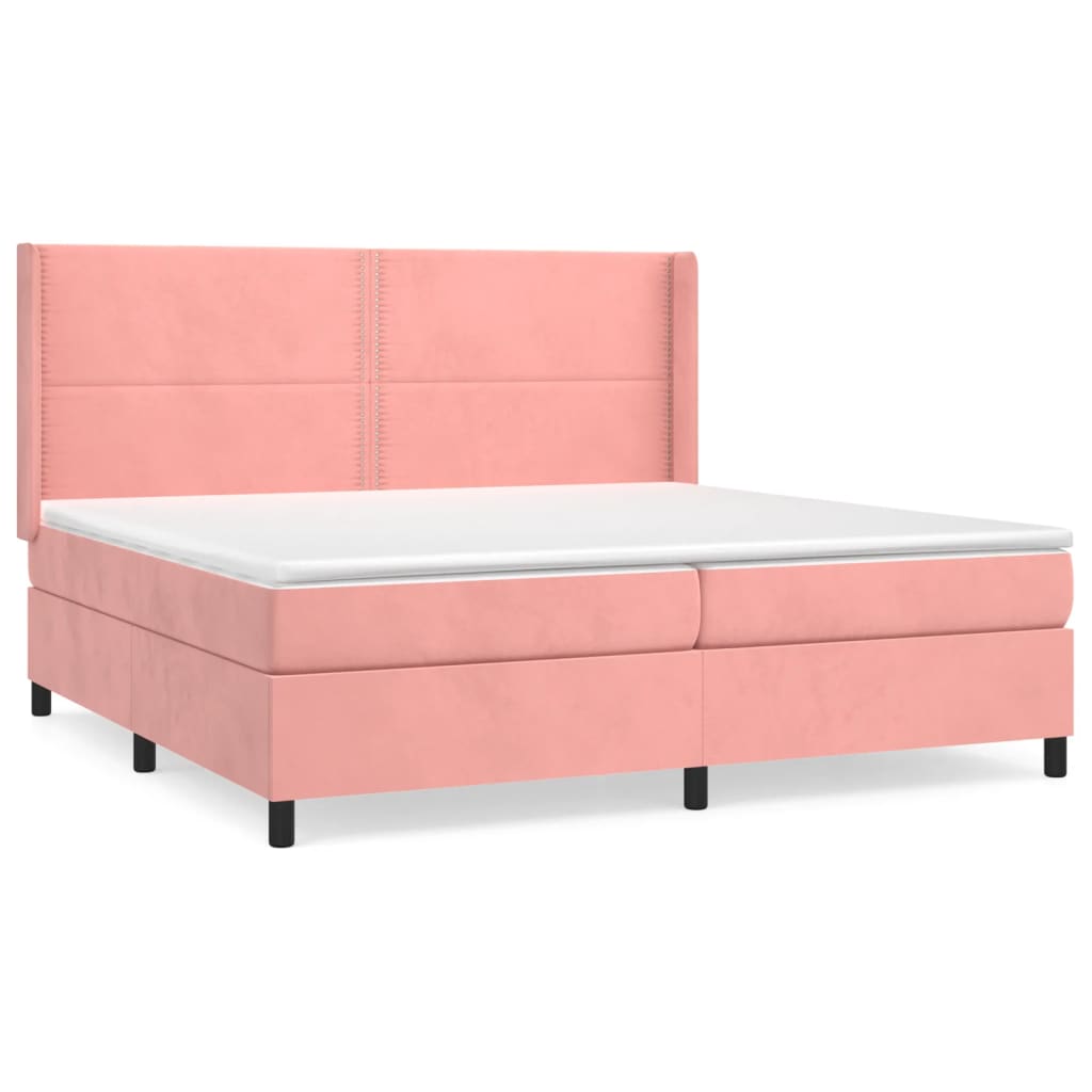 vidaXL Cama box spring con colchón terciopelo rosa 200x200 cm