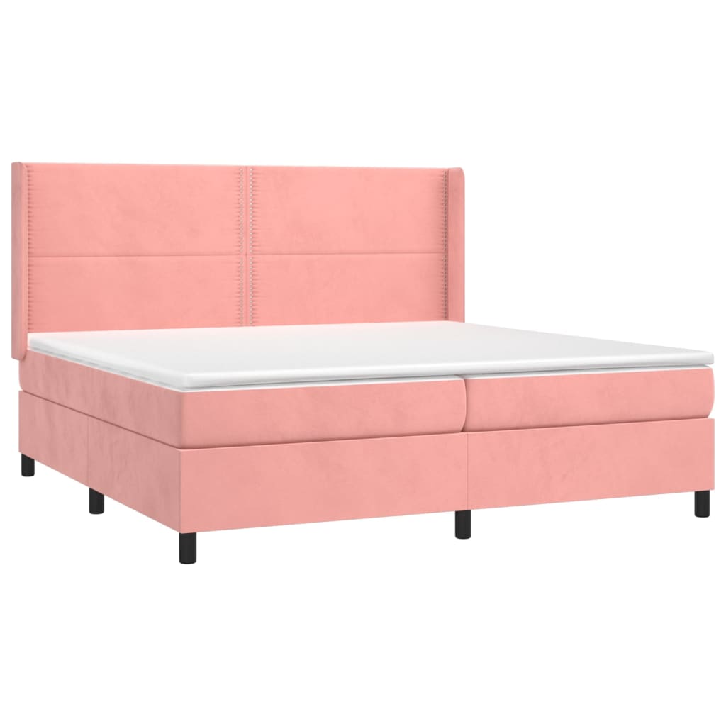 vidaXL Cama box spring con colchón terciopelo rosa 200x200 cm