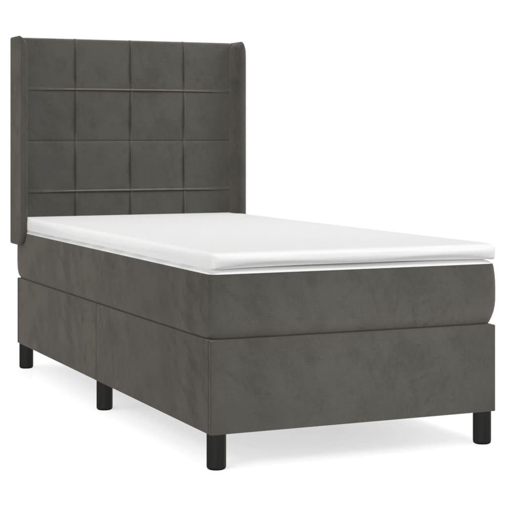 vidaXL Cama box spring con colchón terciopelo gris oscuro 80x200 cm