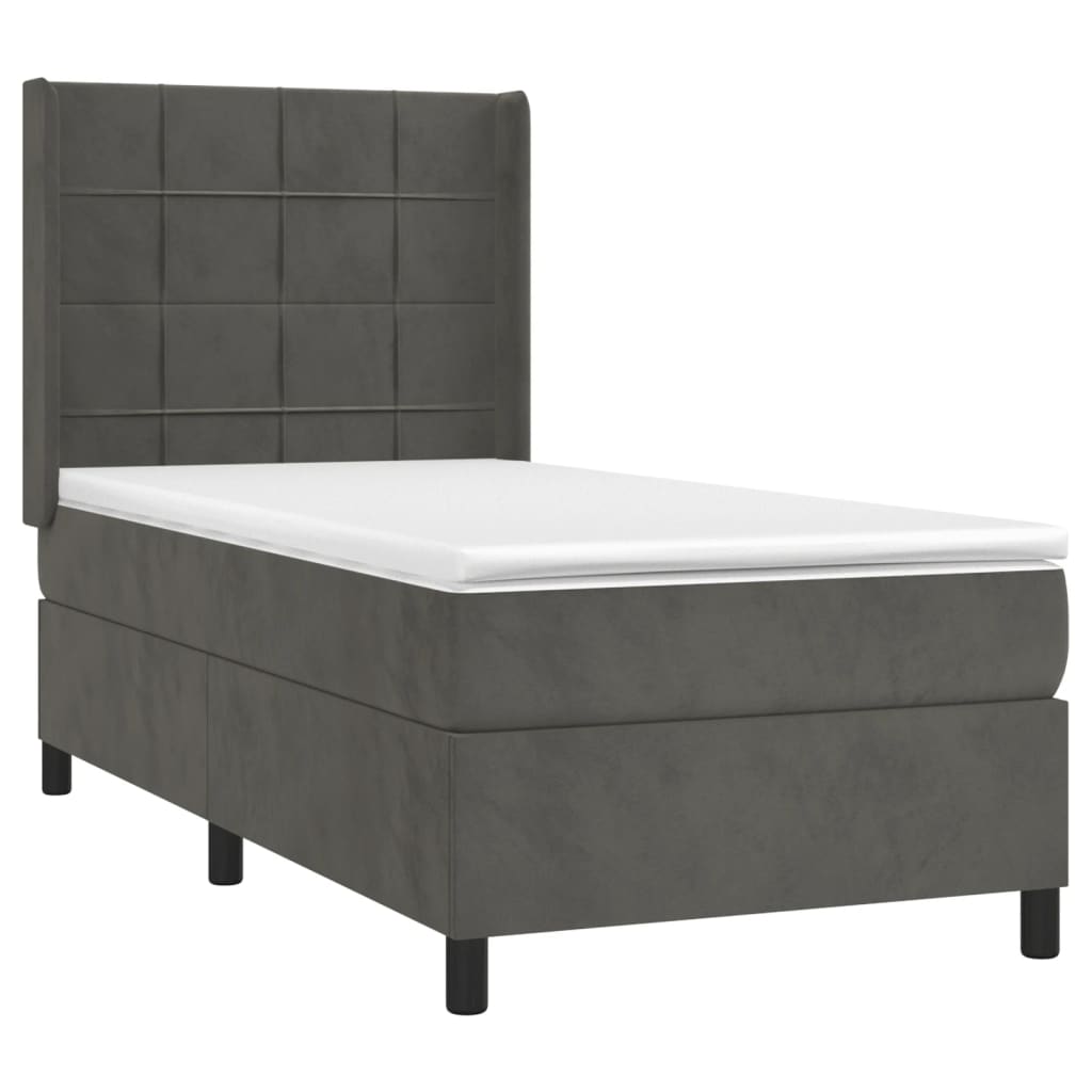 vidaXL Cama box spring con colchón terciopelo gris oscuro 80x200 cm