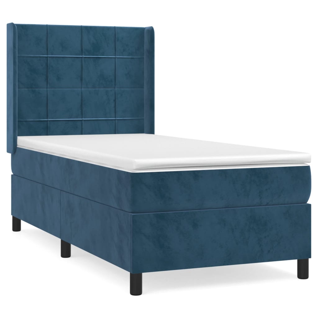 vidaXL Cama box spring con colchón terciopelo azul oscuro 80x200 cm