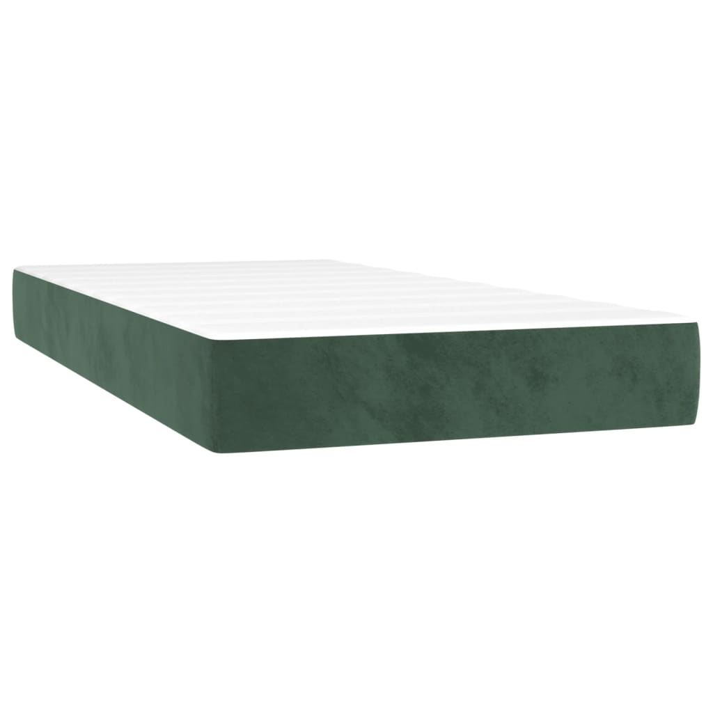 vidaXL Cama box spring con colchón terciopelo verde oscuro 90x200 cm