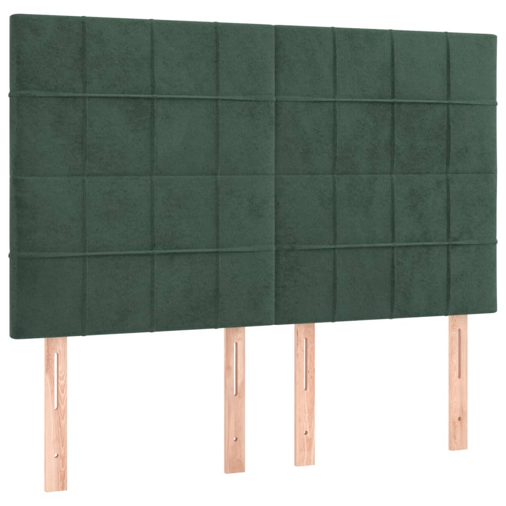 vidaXL Cama box spring con colchón terciopelo verde oscuro 140x190 cm