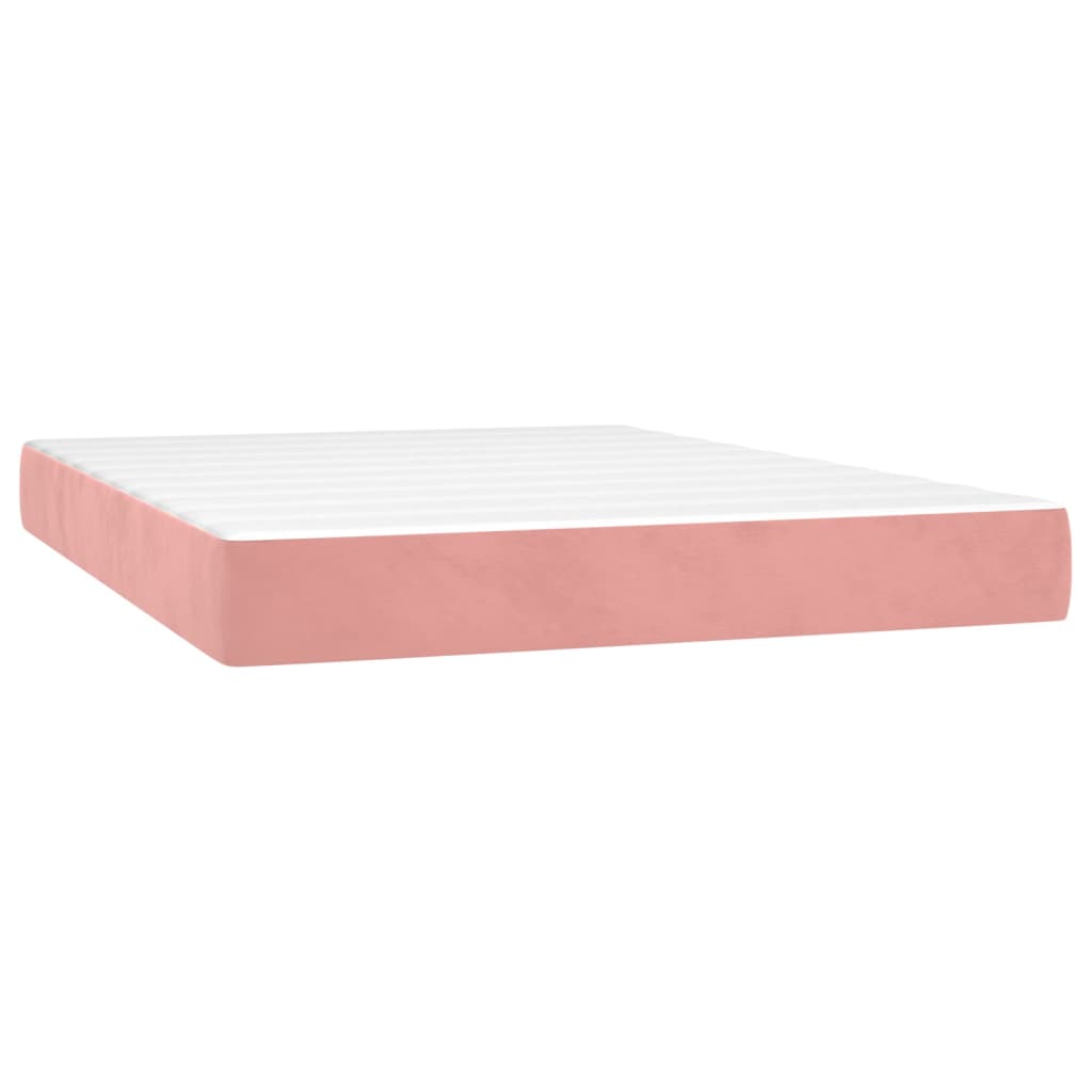 vidaXL Cama box spring con colchón terciopelo rosa 140x190 cm