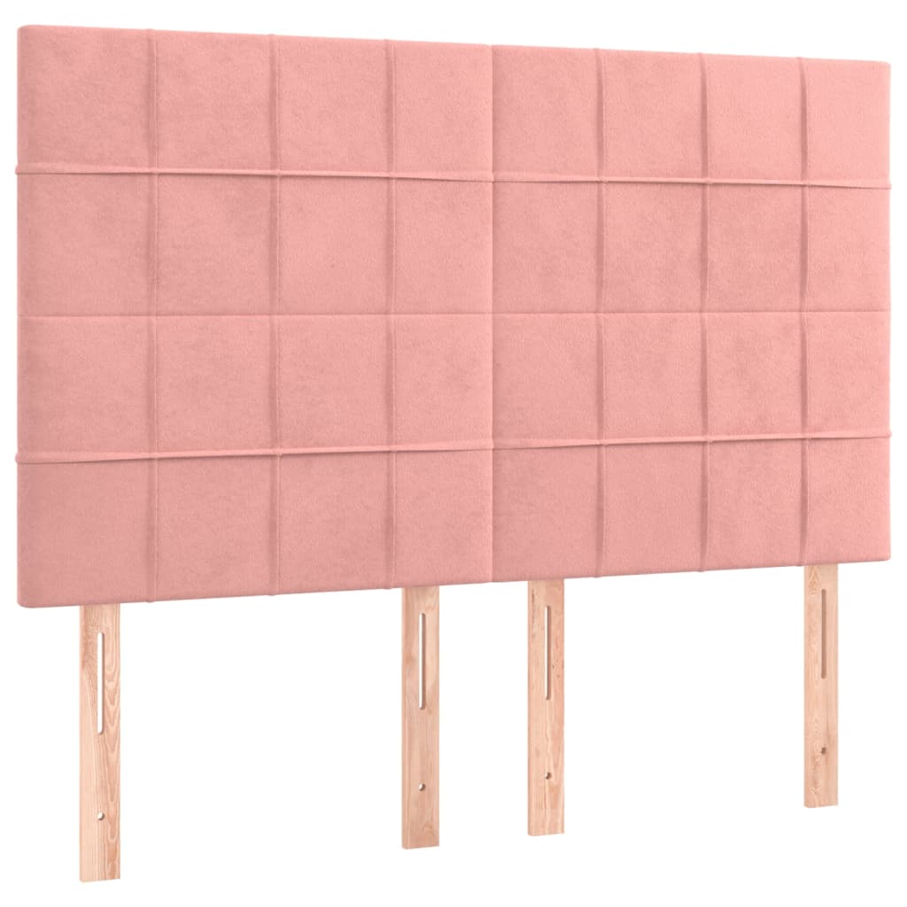 vidaXL Cama box spring con colchón terciopelo rosa 140x190 cm