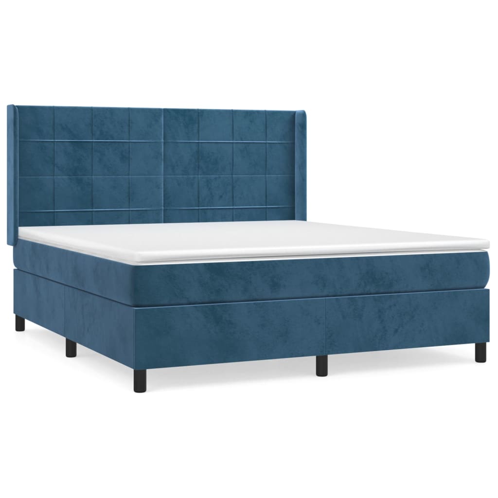 vidaXL Cama box spring con colchón terciopelo azul oscuro 160x200 cm