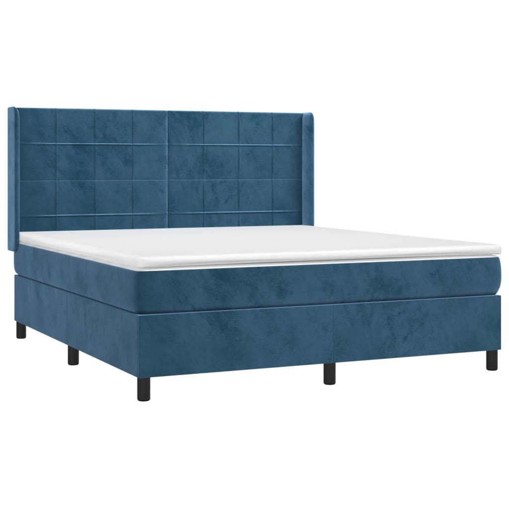 vidaXL Cama box spring con colchón terciopelo azul oscuro 160x200 cm