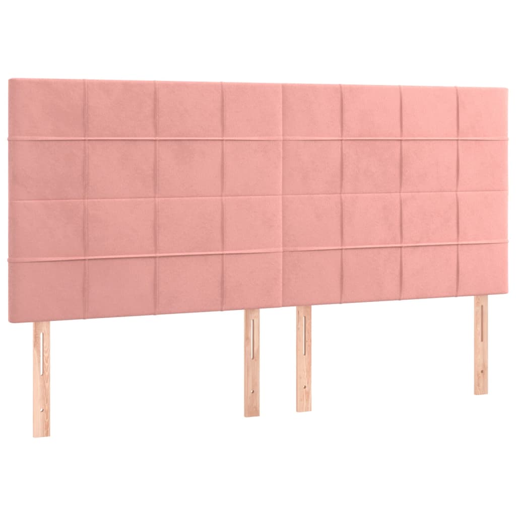 vidaXL Cama box spring con colchón terciopelo rosa 160x200 cm