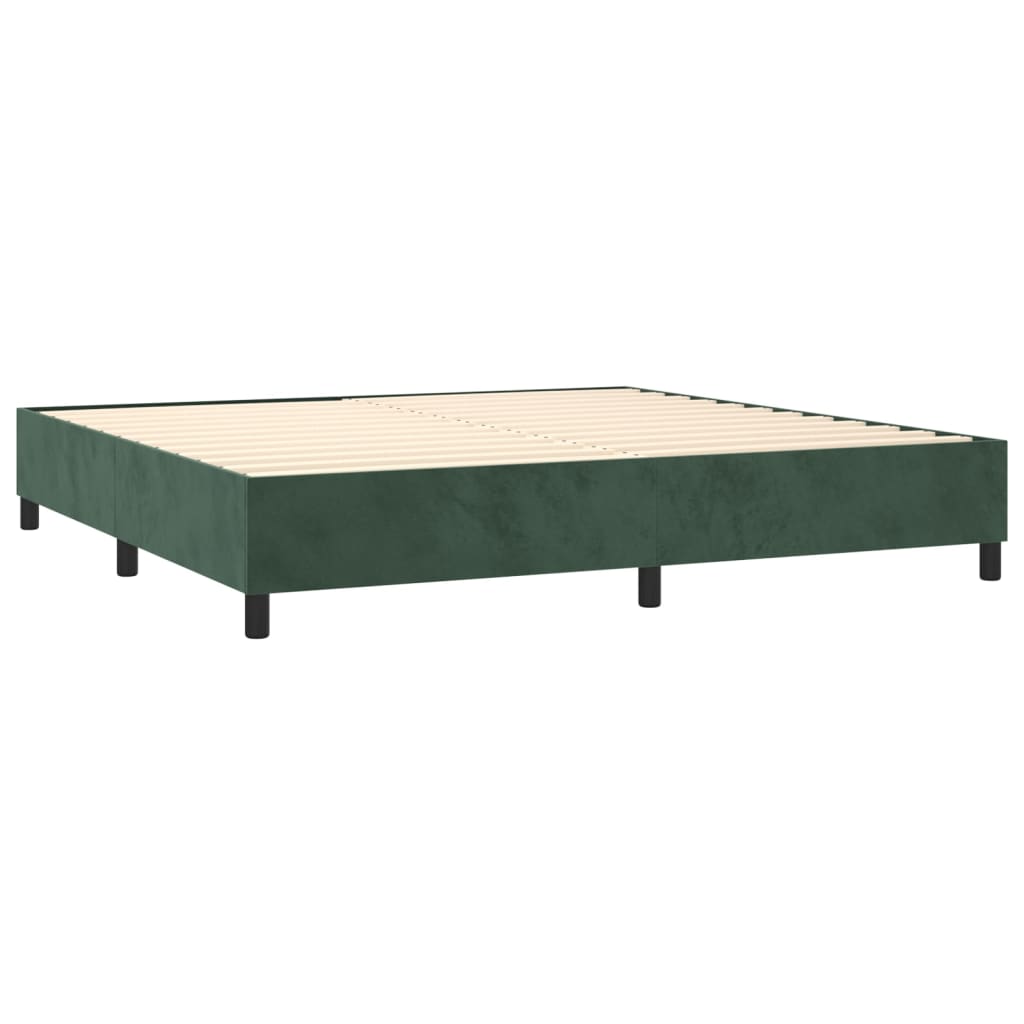 vidaXL Cama box spring con colchón terciopelo verde oscuro 180x200 cm