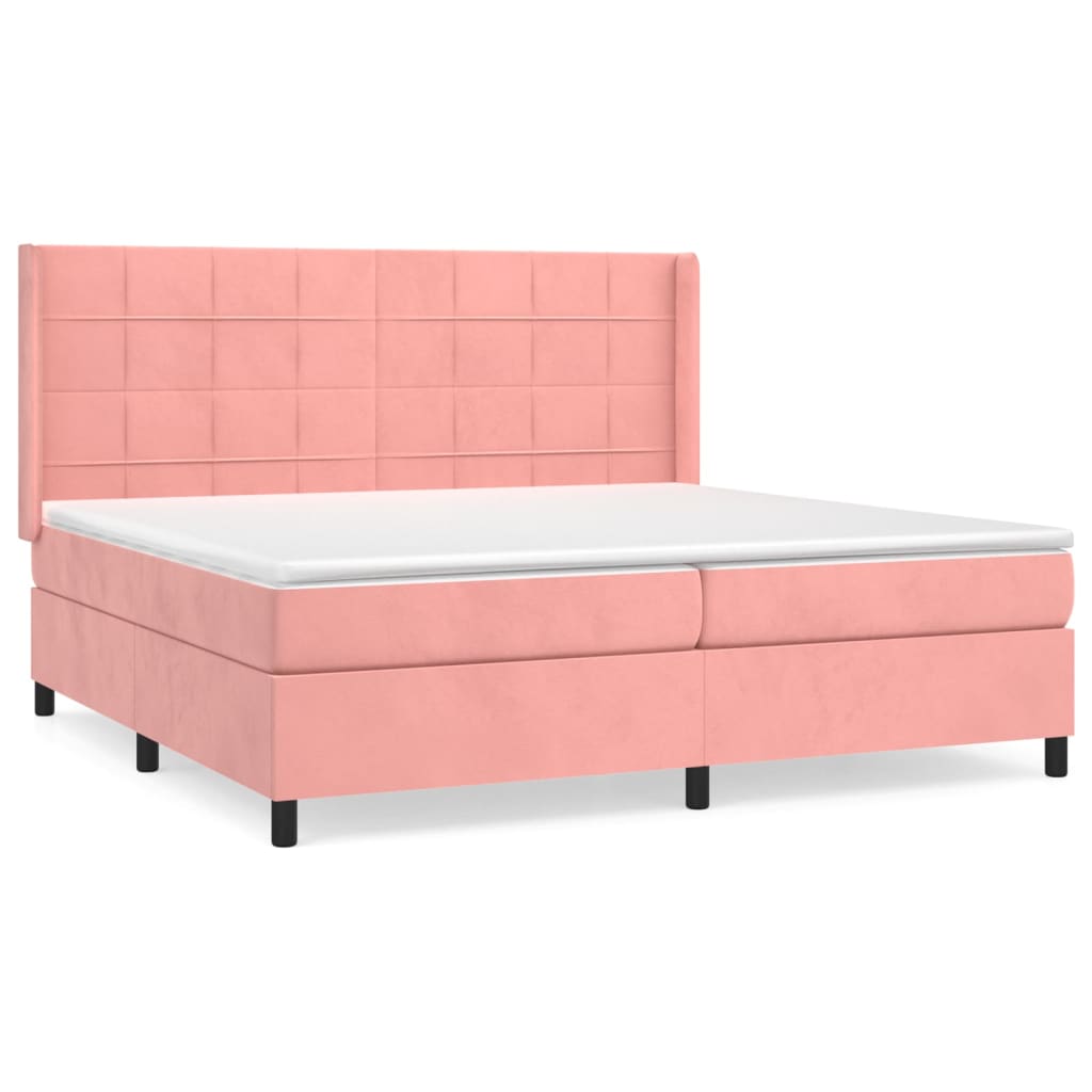 vidaXL Cama box spring con colchón terciopelo rosa 200x200 cm