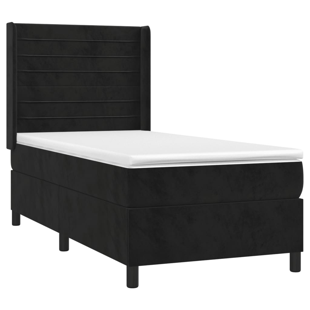 vidaXL Cama box spring con colchón terciopelo negro 80x200 cm