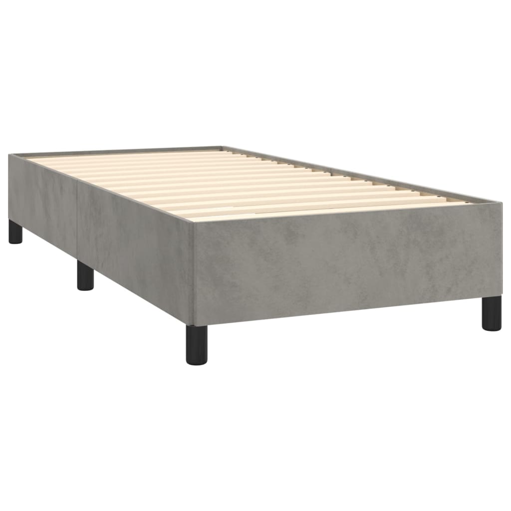 vidaXL Cama box spring con colchón terciopelo gris claro 100x200 cm