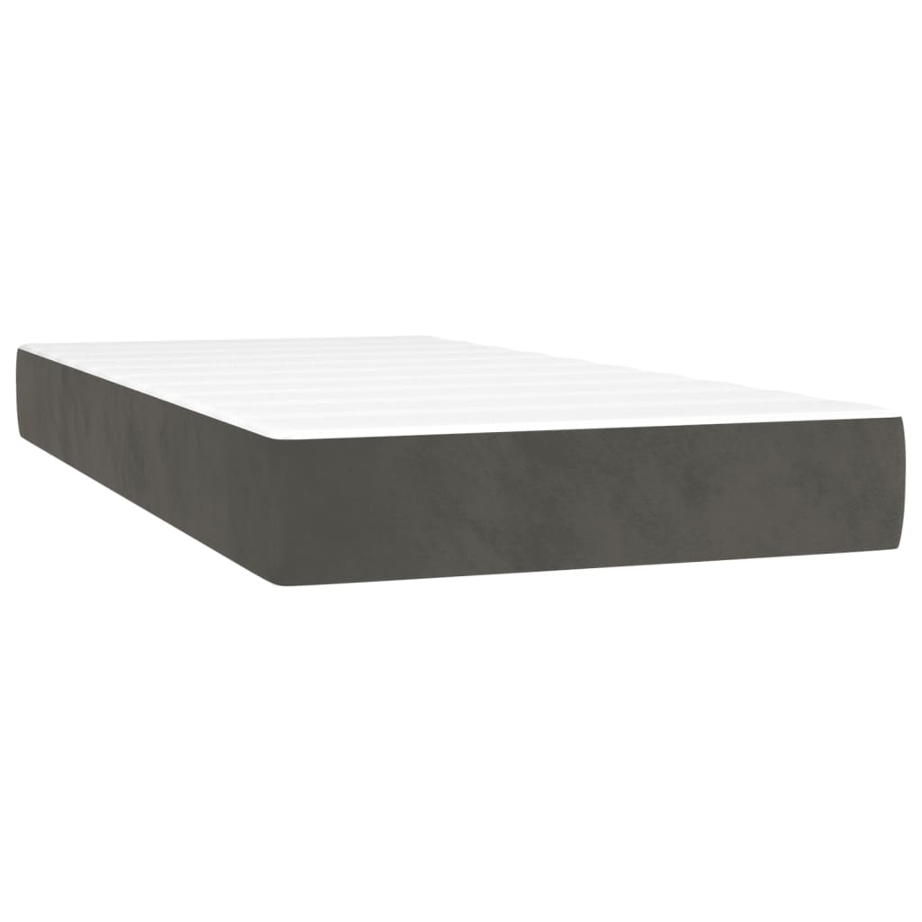 vidaXL Cama box spring con colchón terciopelo gris oscuro 100x200 cm