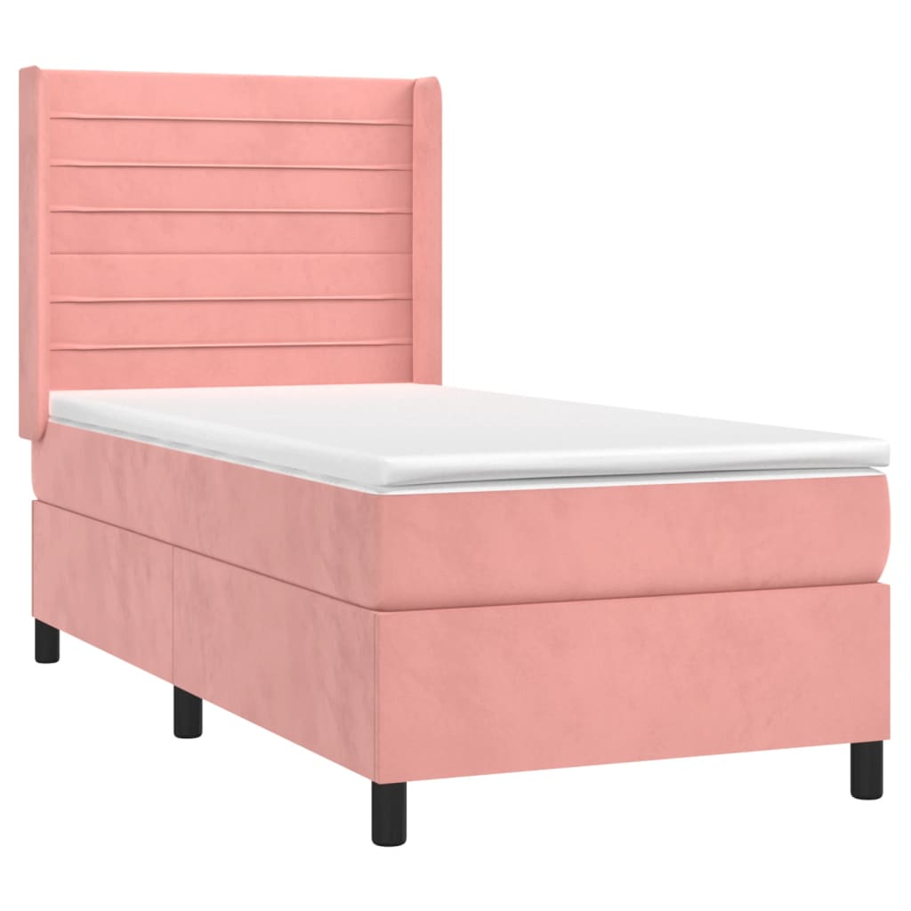 vidaXL Cama box spring con colchón terciopelo rosa 100x200 cm