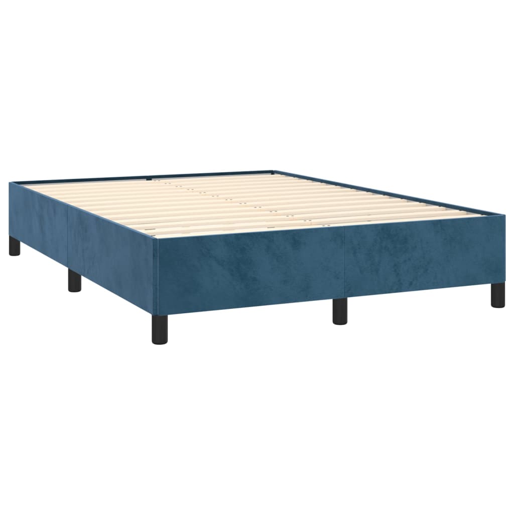 vidaXL Cama box spring con colchón terciopelo azul oscuro 140x190 cm