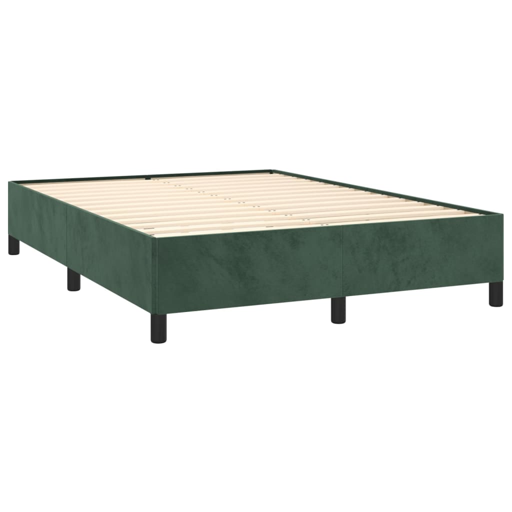 vidaXL Cama box spring con colchón terciopelo verde oscuro 140x200 cm