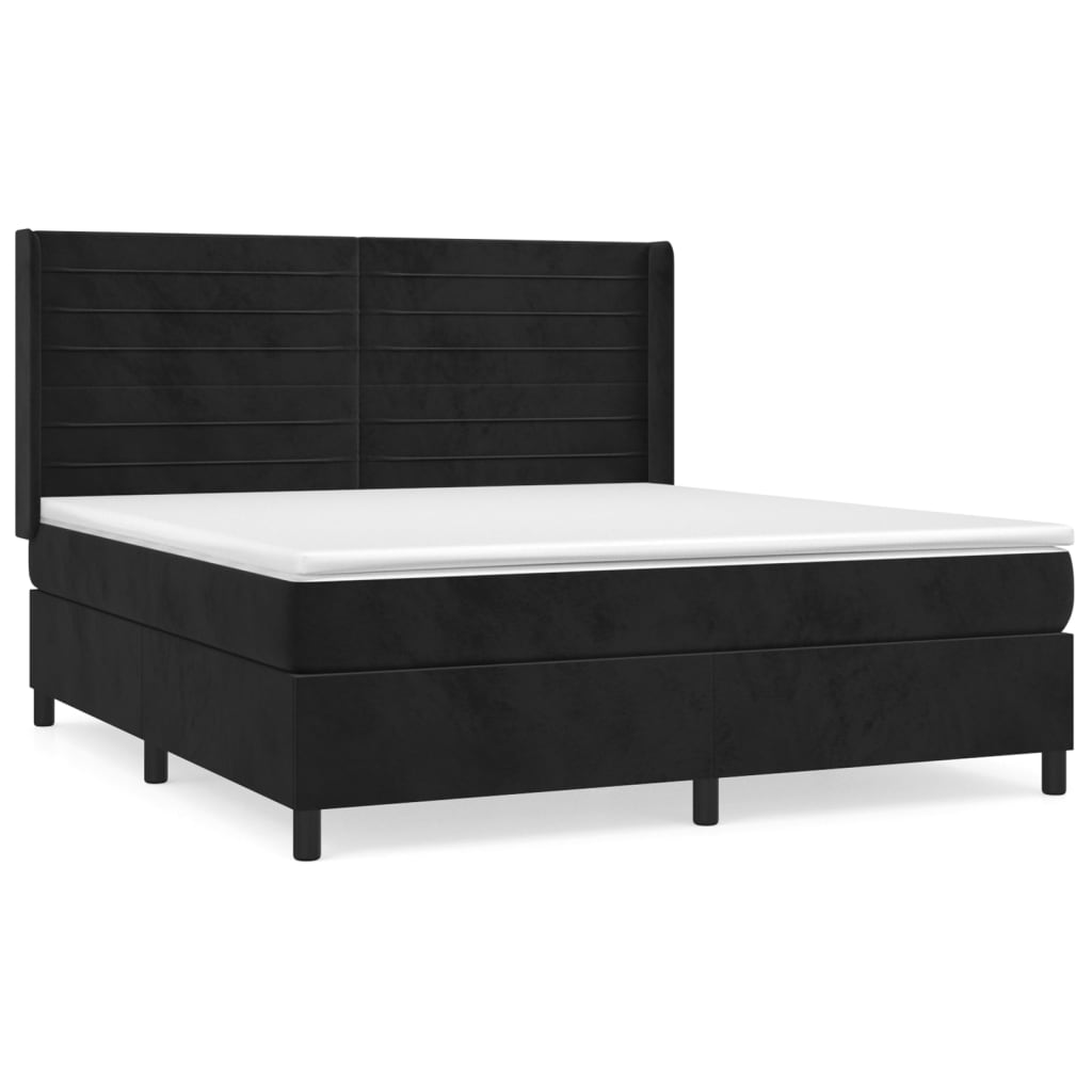 vidaXL Cama box spring con colchón terciopelo negro 160x200 cm