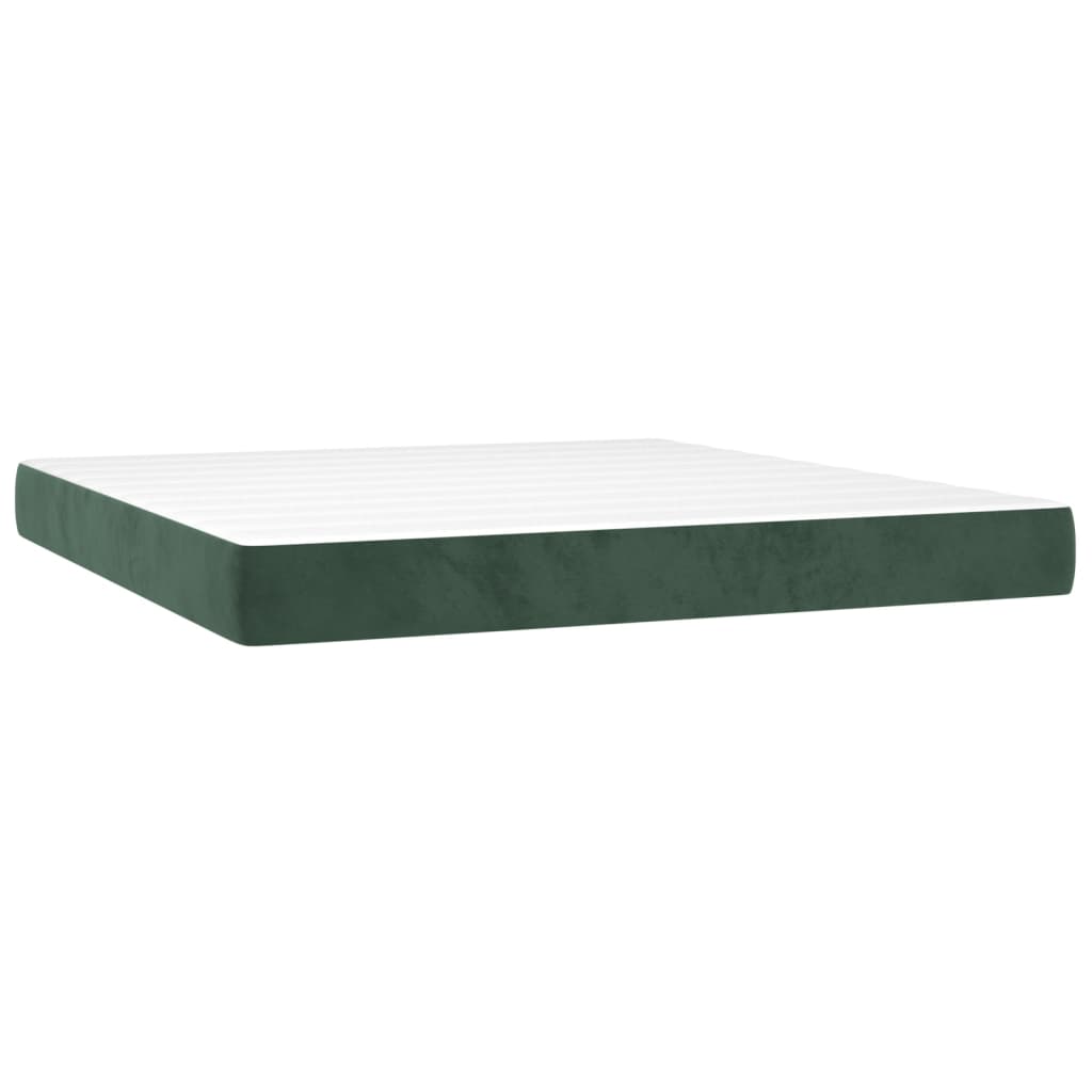 vidaXL Cama box spring con colchón terciopelo verde oscuro 160x200 cm