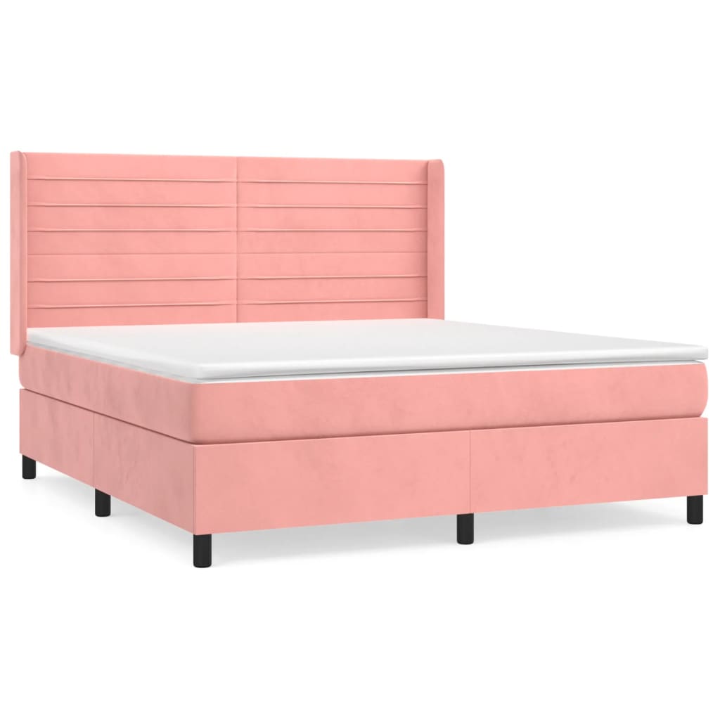 vidaXL Cama box spring con colchón terciopelo rosa 160x200 cm