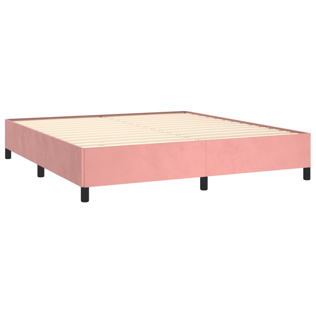 vidaXL Cama box spring con colchón terciopelo rosa 160x200 cm