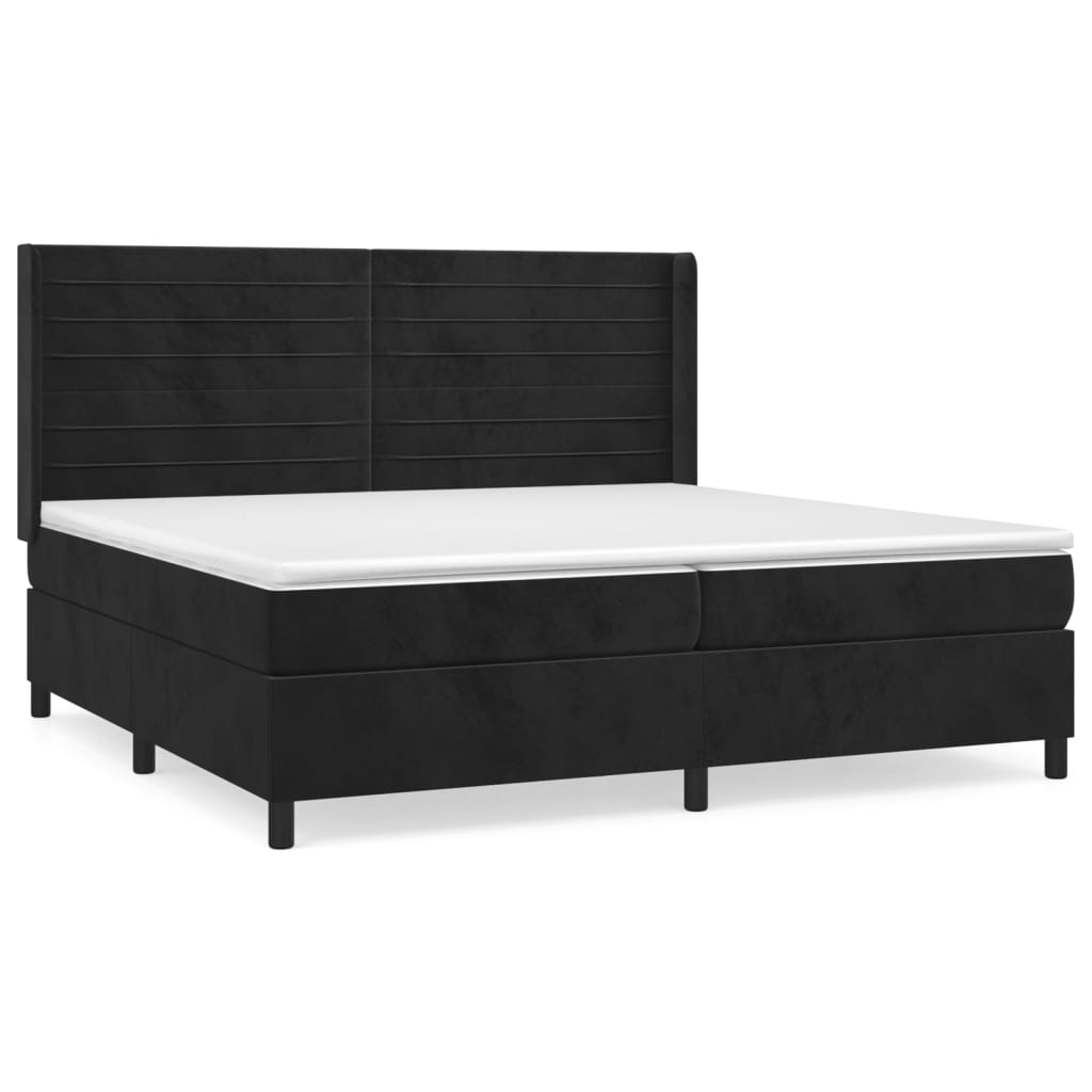 vidaXL Cama box spring con colchón terciopelo negro 200x200 cm