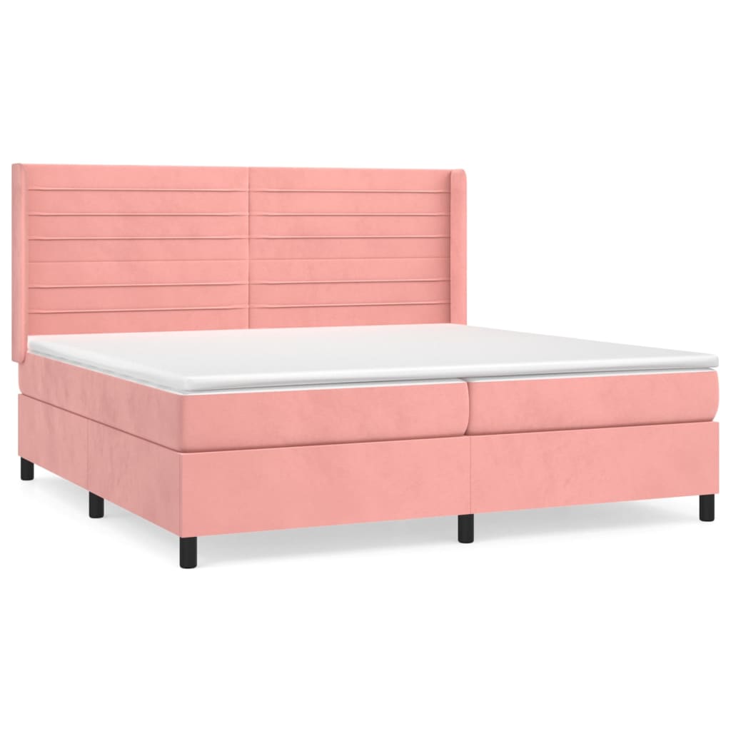 vidaXL Cama box spring con colchón terciopelo rosa 200x200 cm