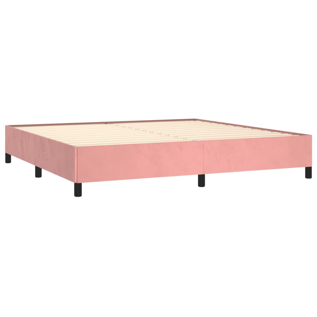 vidaXL Cama box spring con colchón terciopelo rosa 200x200 cm