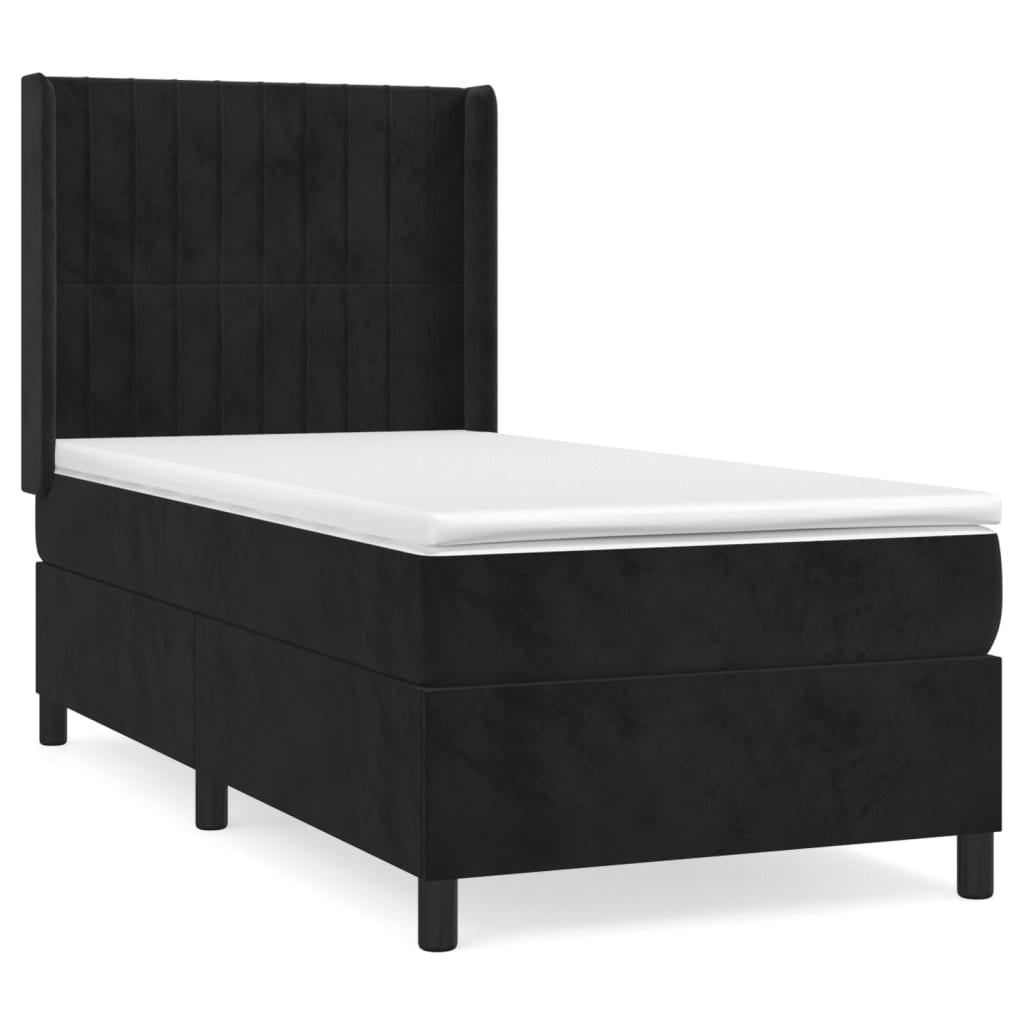 vidaXL Cama box spring con colchón terciopelo negro 90x200 cm