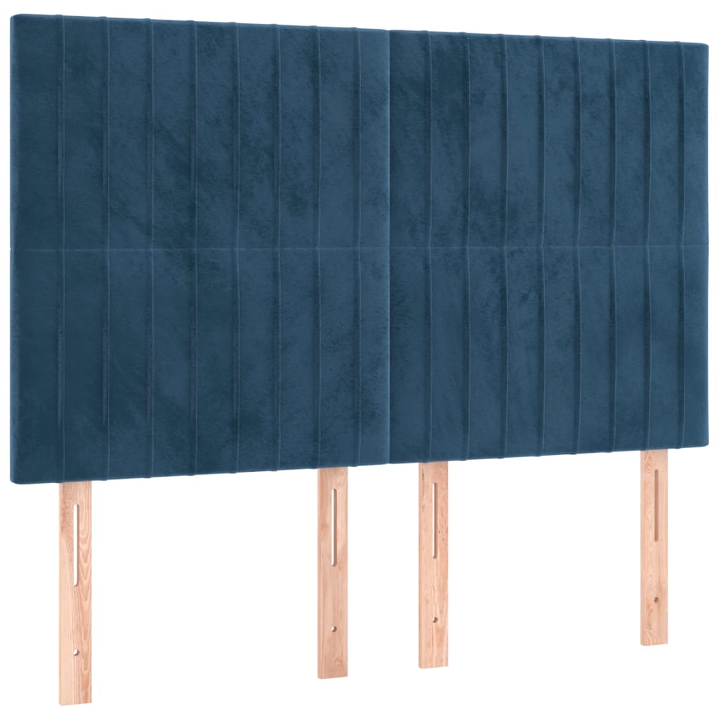 vidaXL Cama box spring con colchón terciopelo azul oscuro 140x190 cm