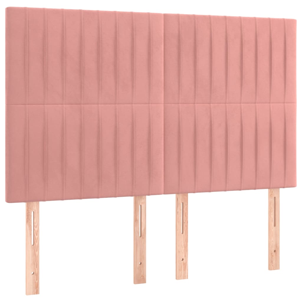 vidaXL Cama box spring con colchón terciopelo rosa 140x190 cm