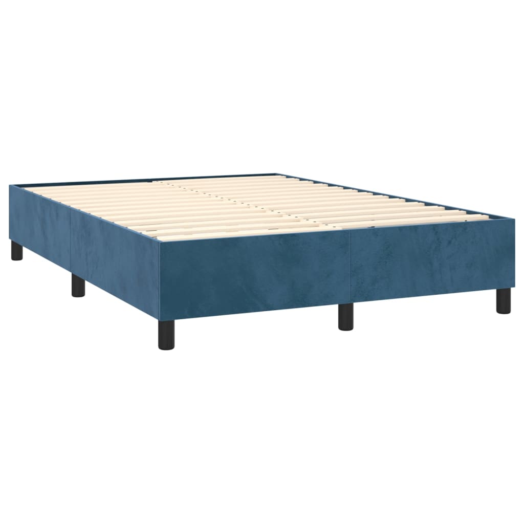 vidaXL Cama box spring con colchón terciopelo azul oscuro 140x200 cm