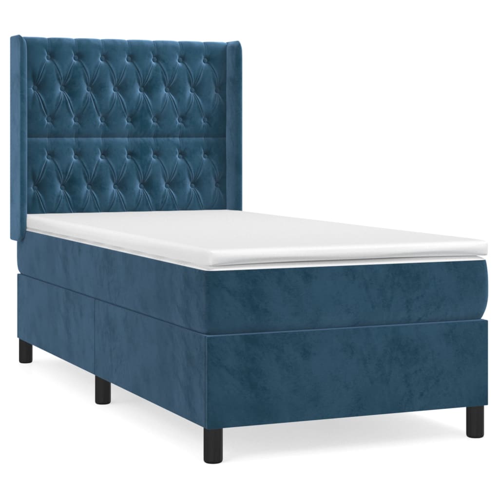 vidaXL Cama box spring con colchón terciopelo azul oscuro 80x200 cm