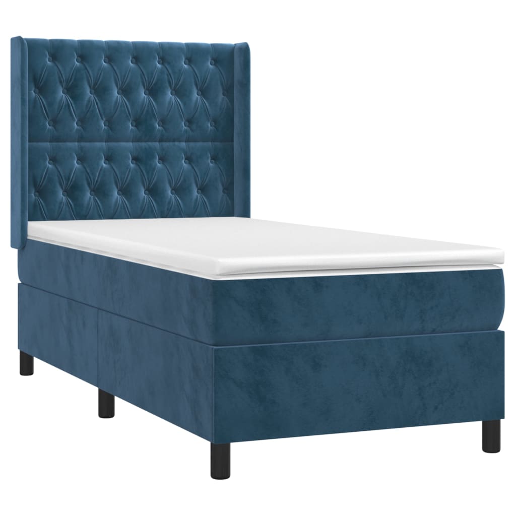 vidaXL Cama box spring con colchón terciopelo azul oscuro 80x200 cm