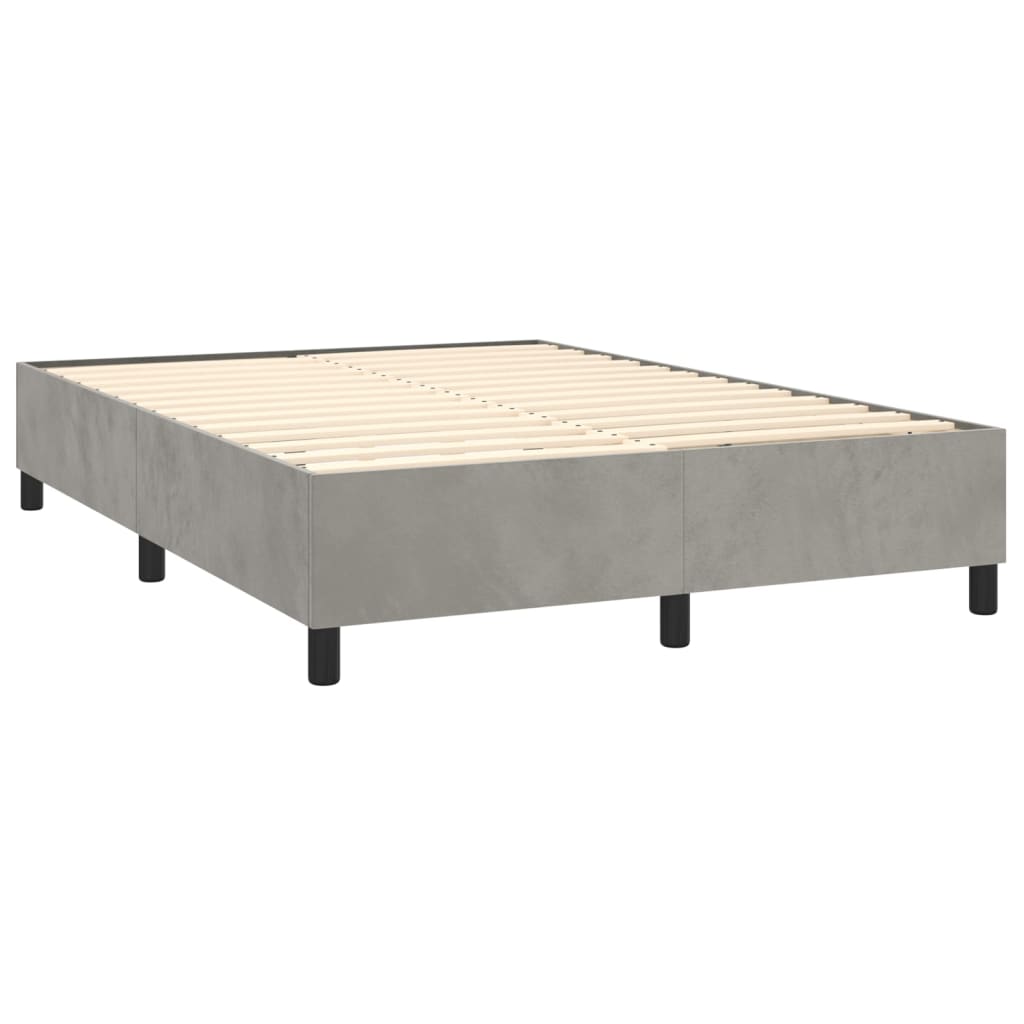 vidaXL Cama box spring con colchón terciopelo gris claro 140x190 cm