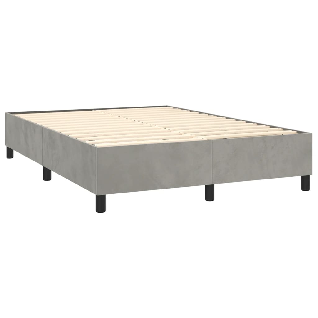 vidaXL Cama box spring con colchón terciopelo gris claro 140x200 cm