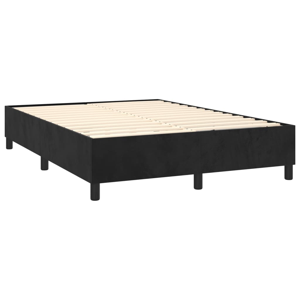 vidaXL Cama box spring con colchón terciopelo negro 140x200 cm