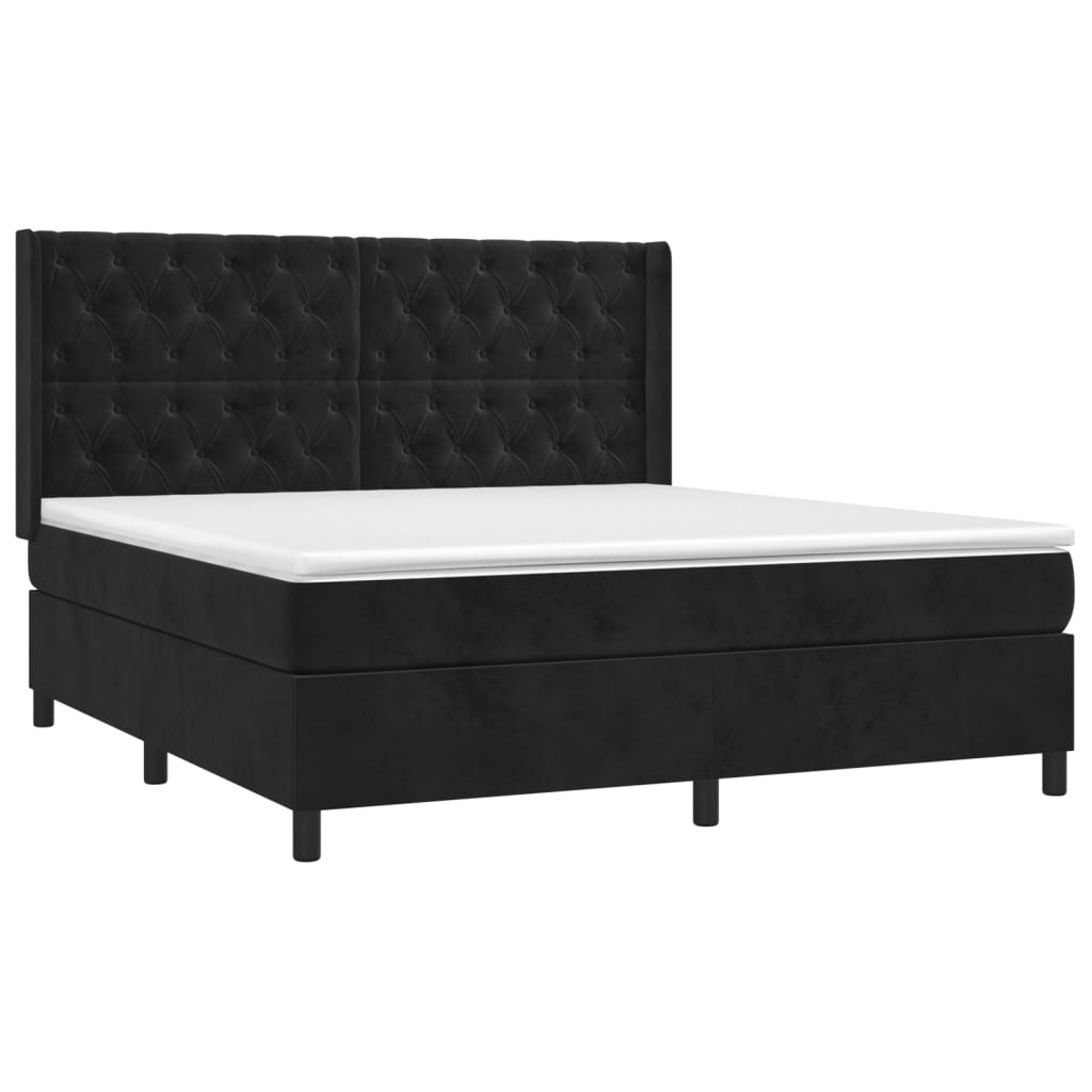 vidaXL Cama box spring con colchón terciopelo negro 160x200 cm