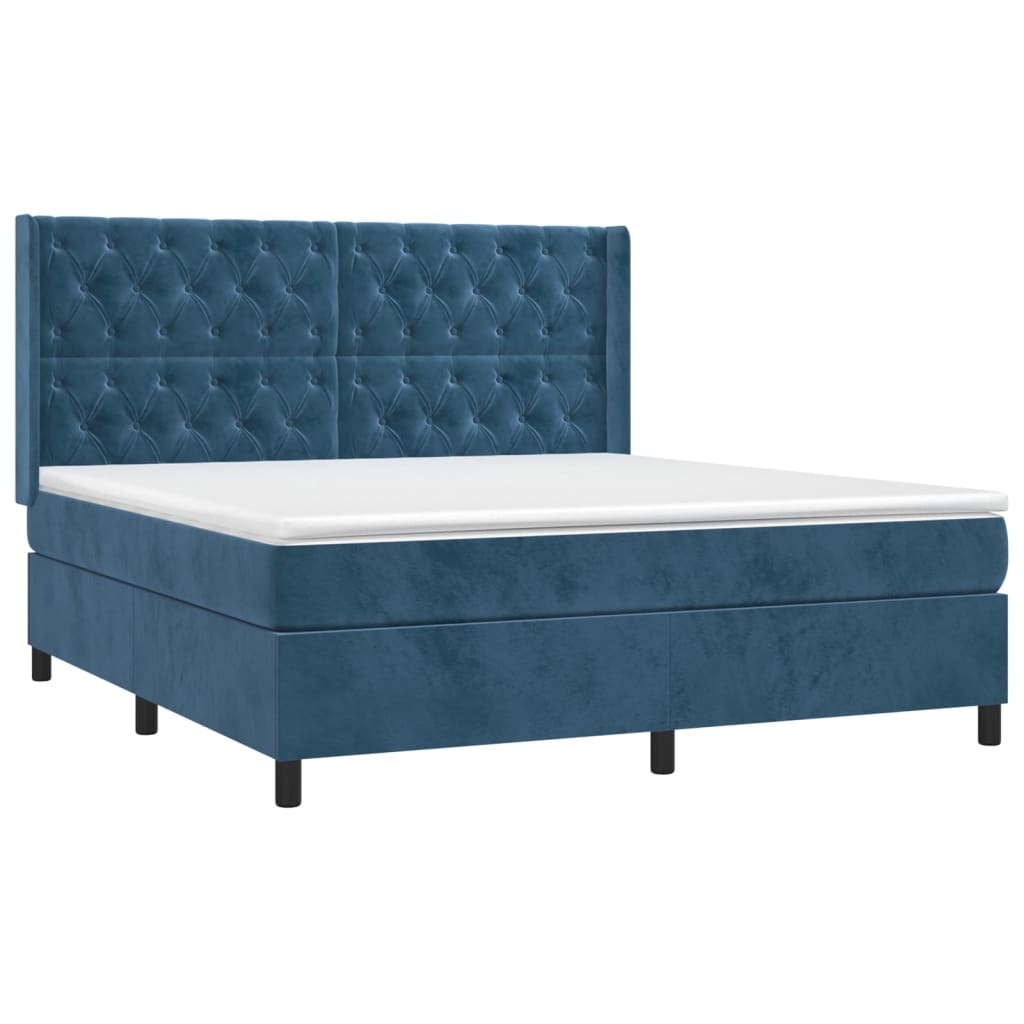 vidaXL Cama box spring con colchón terciopelo azul oscuro 160x200 cm